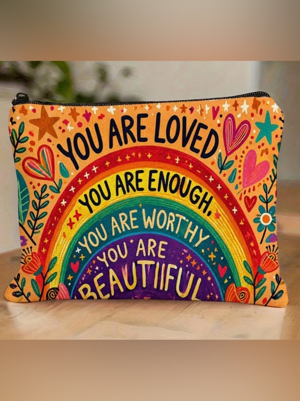 You Are Loved Rainbow Cosmetic Bag - Multicolor
